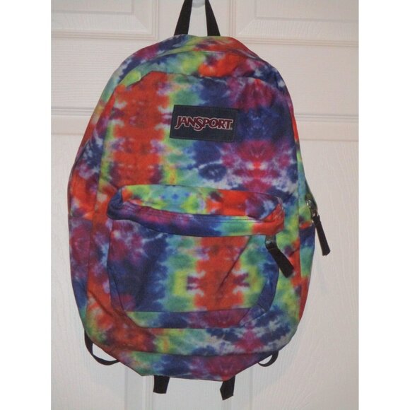 Jansport Backpack Tie Dye Color Splash Pattern Padded Shoulder Strap Pre Owned - Picture 1 of 2